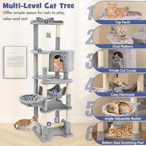 Árbol para gatos alto de 69 pulgadas multi-niveles miniatura 6