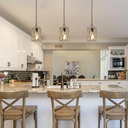 Image of KSANA Farmhouse Wood Pendant Light, Cage Lantern Hanging Light Fixture for Kitchen Island, Foyer, Hallway, Bedroom and Entryway