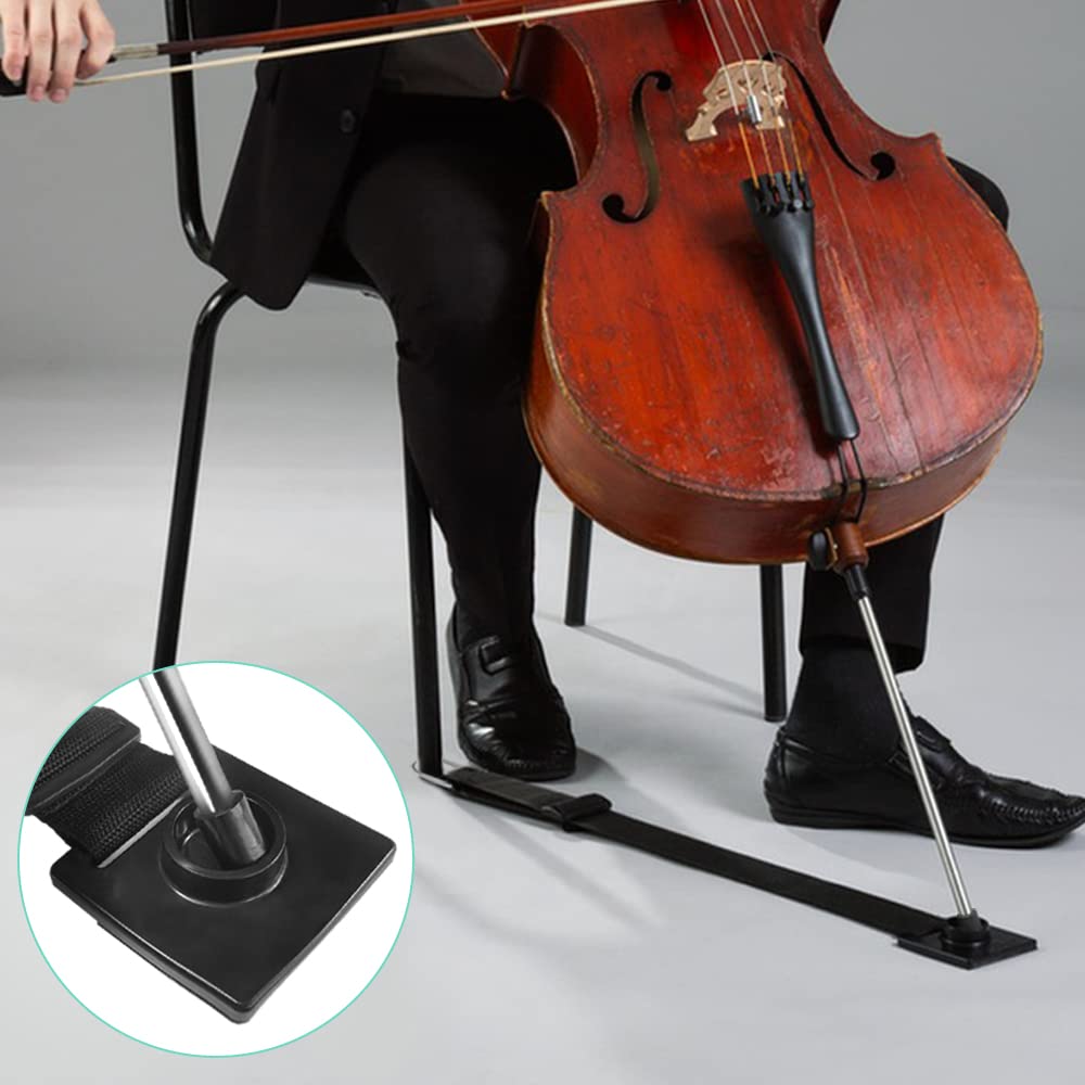 SourceTon - 2 tappi per violoncello e 5 punte in gomma per violoncello, con anello a D in metallo massiccio, cinghia regolabile per proteggere il pavimento da graffi e accessori antiscivolo