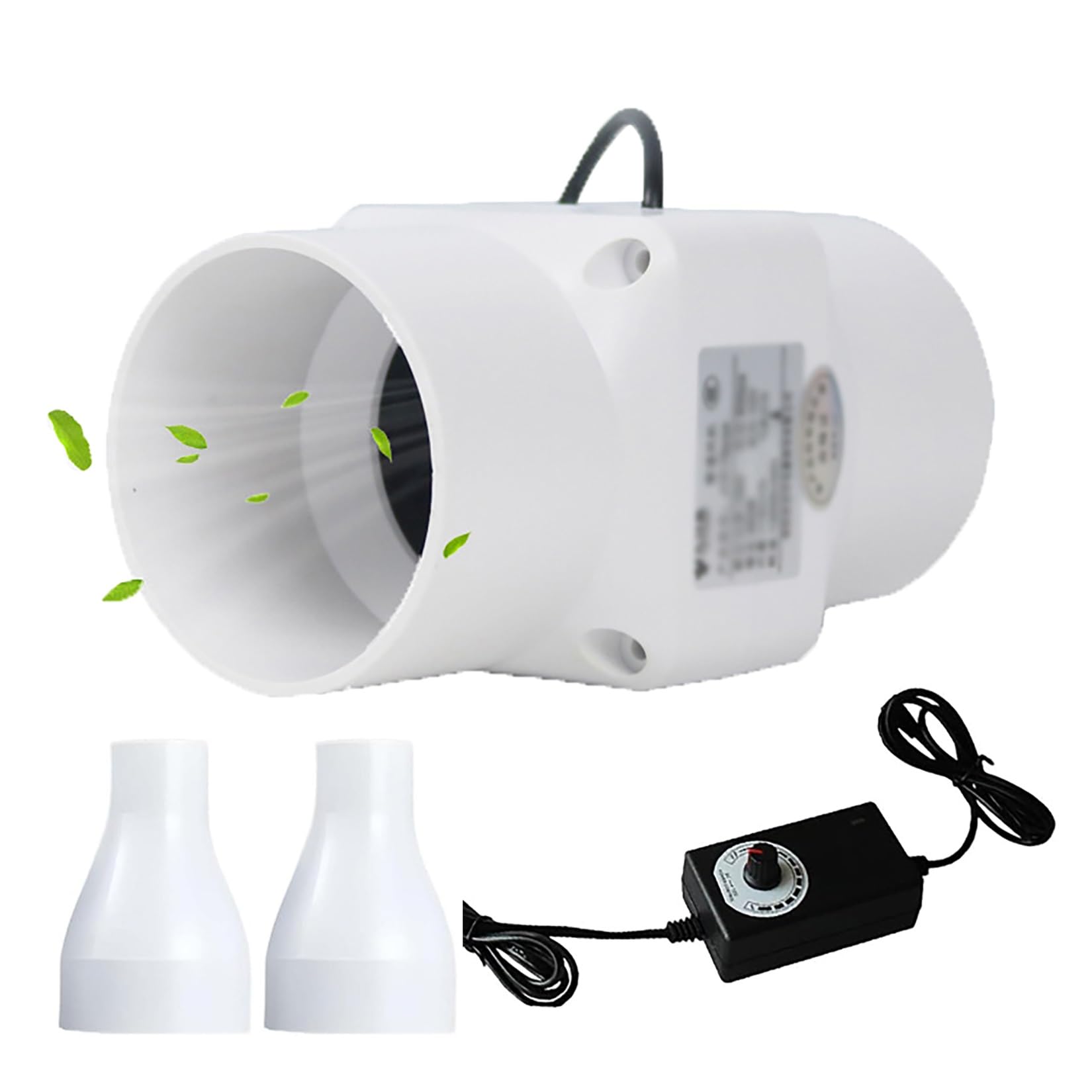 Wentylator Kanałowy Wyciągowy, Mały Cichy Wentylator Wyciągowy Do Łazienki 2 Cale, Z Hyper Flow I Niskim Poziomem Hałasu, Adapter 50 Mm-20 Mm, Do Kampera, Jachtu(50 mm to 32 mm,Speed governor)