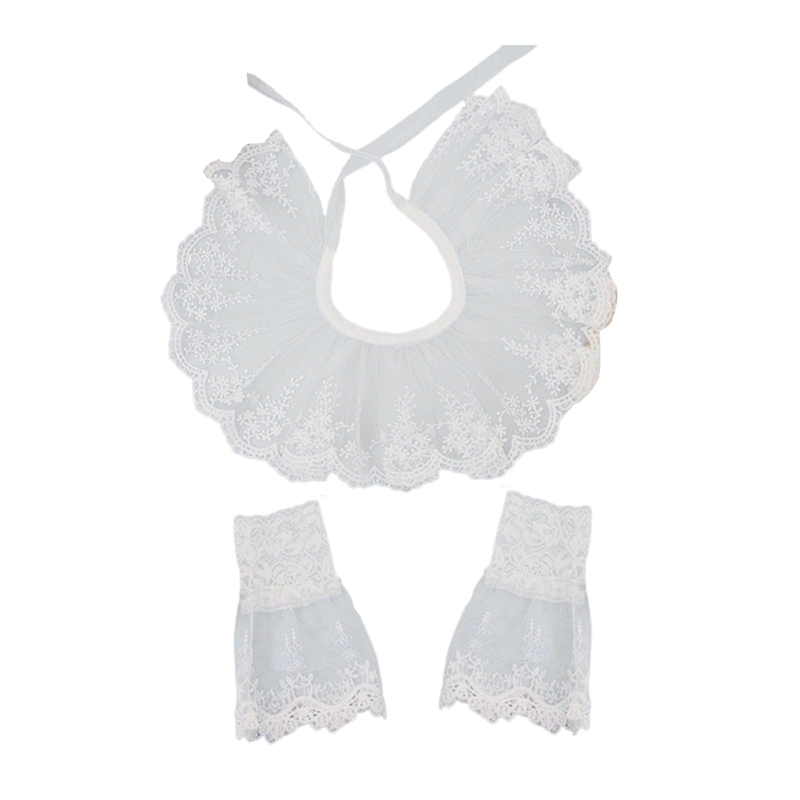 MICFENY Adjustable Wrist Cuffs Lace Detachable Collar For Blouses Dresses Vintage Fashion Accessory In White