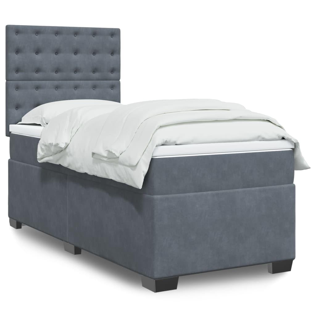 IKAYAA Cama 100 x 200 cm Completa con Colchón,iluminación LED, Topper y Cabecero, Cama Tapizada 100 x 200 cm con Colchón - Cama con Colchón y Somier Gris Oscuro
