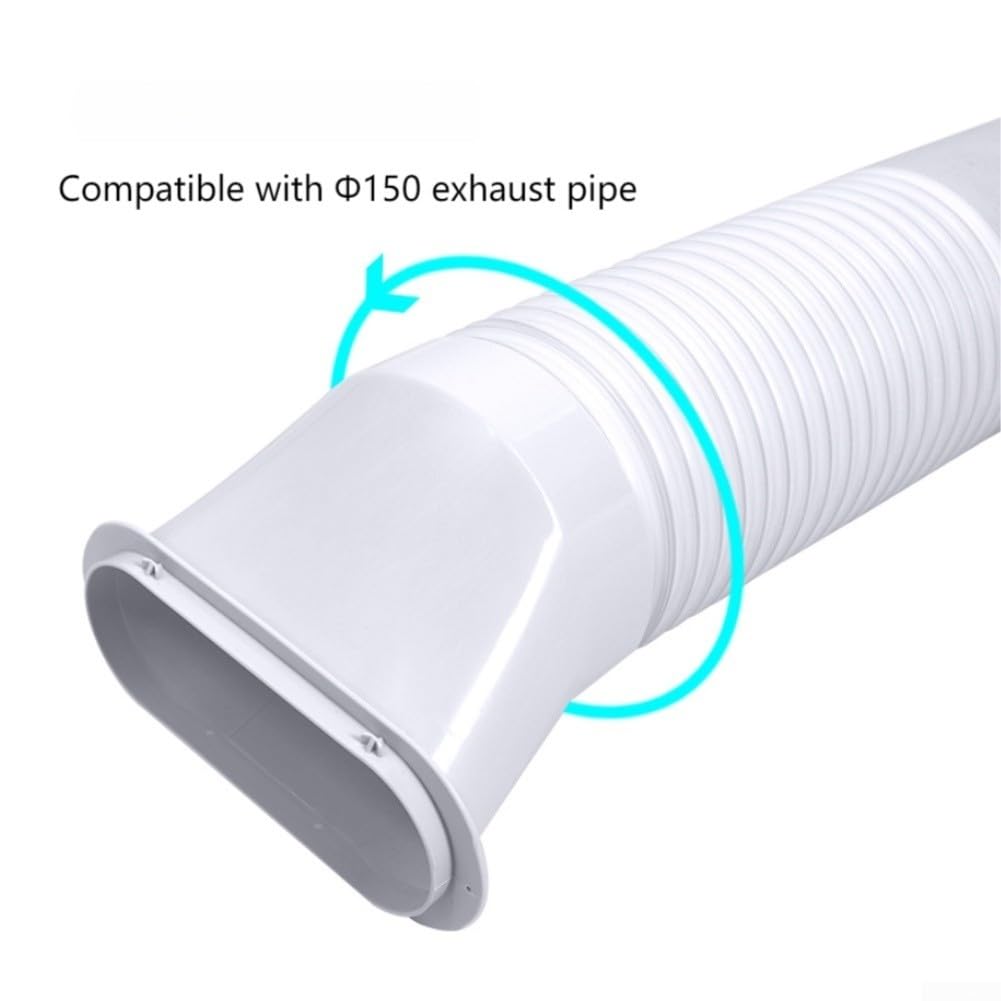 Juego de manguera de aire acondicionado de 5,9 pulgadas, para oficina y hogar, color blanco, 15 cm de diámetro, conector plano y rejilla de protección contra insectos de ABS para acondicionadores de