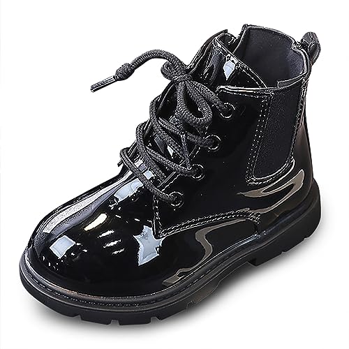 IWIHMIV Girls Ankle Boots Kids Lace Up Leather Boots Comfortable Booties for Toddler Little Kid Kids Winter Shoes4