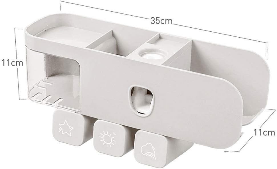 Toothbrush Holder Multifunctional Wall-Mounted Space-Saving Toothbrush and Toothpaste Squeezer Kit,5 Toothbrush Slots,3 Cups (Color : A) (B)
