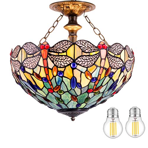 Review Discount Tiffany Ceiling Light Fixture Semi Flush Mount 16Navy Blue Stained Glass Dragonfly Shade Island Hanging Lamp Close to Dome Boho Decor Bedroom Kitchen Dining Living Room Entry Foyer Hallway WERFACTORY Get Discount Offer Tiffany Ceiling Light Fixture Semi Flush Mount 16Navy Blue Stained Glass Dragonfly Shade Island Hanging Lamp Close to Dome Boho Decor Bedroom Kitchen Dining Living Room Entry Foyer Hallway WERFACTORY