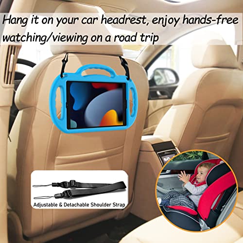 Ltrop Ipad 10.2 Case For Kids, Ipad 9Th/8Th/7Th Generation Case, Ipad 10.2 2021/2020/2019 Shockproof Ipad 10.2 Kids Case With Shoulder Strap Handle Stand For Ipad 10.2 Inch 9/8/7 Generation, Blue #TOP4