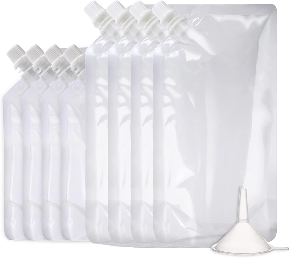 OHMAXHO Alcohol Pouches for Liquor,Reusable Drink Pouches for Adults Alcohol Drinking Flasks,Concealable Plastic Liquor Bags with Funnel,Plastic Travel Flasks (8OZ4 + 16OZ4)