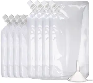 OHMAXHO Alcohol Pouches for Liquor,Reusable Drink Pouches for Adults Alcohol Drinking Flasks,Concealable Plastic Liquor Bags with Funnel,Plastic Travel Flasks (8OZ4 + 16OZ4)