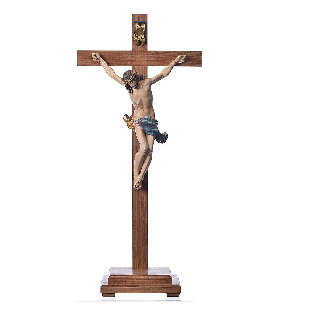 Holyart Crucifijo de mesa cruz recta Corpus Valgardena Antiguo Gold, 42 cm (16.54 inc.)