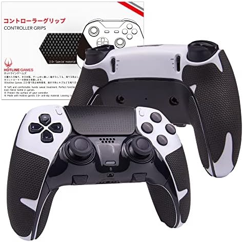HOTLINEGAMES Controller Grips Compatible with PS5 Dualsense Edge, PlayStation 5 Controller Accessories, Skin Kit, Anti-Slip Grip Tape, Sweat-Absorbent, Easy to Apply (Handle Grips)