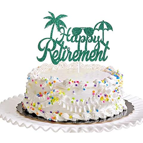 Dill-Dall Green Happy Retirement Cake Topper, Retirement Party Decorations Supplies, Retired AF Sign, Retirement Decor for Men or Women Cover