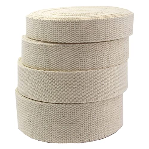 Fettuccia in tela di cotone per cinghie di borse, tappezzeria, zaini, bagagli, cinture cargo, 9,1 m per lotto, Beige, 38 mm