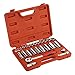 Jetech 26PCS 3/8 Inch Drive Socket Set, Includes Standard and Deep Sockets, Quick-Release Softgrip Ratchet, Universal Joint, Extension Bar, Socket Adapter with Carry Case, 6 Point, Cr-V, SAE