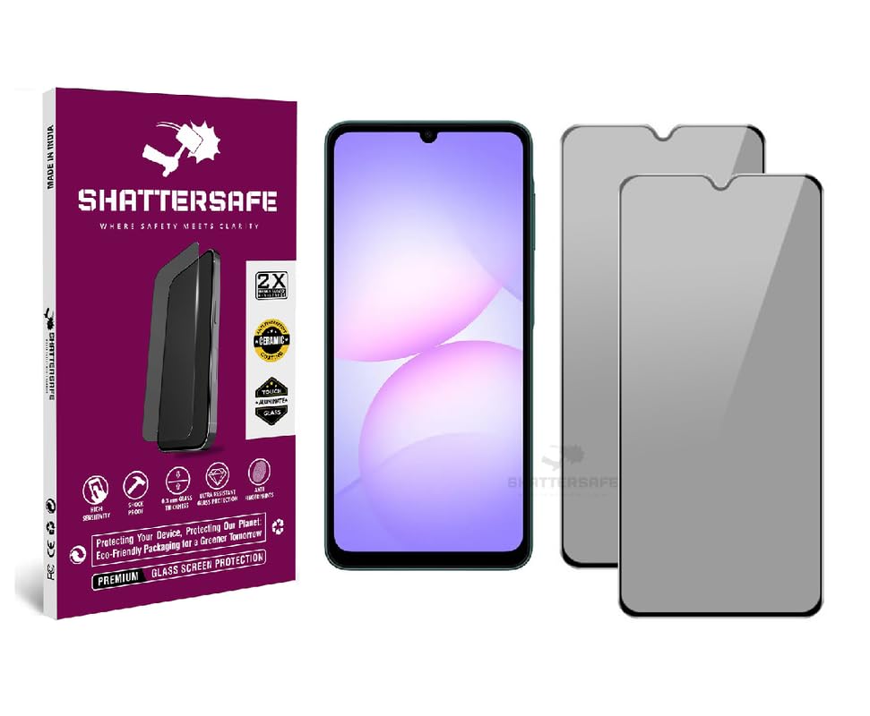 Image of Anti-Spy Privacy Tempered Glass Compatible For Samsung Galaxy A07 [Pack of 2]. 9H Hardness, Anti-Scratch, Edge-to-Edge Protection With Easy Installation Kit & Case Friendly Fit.