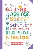 98 Jahre Notizbuch: Geschenk zum 98.Geburtstag für Mann oder Frau - 98 Jahre Party - Lustige Geschenkidee - Persönlich signieren und verschenken