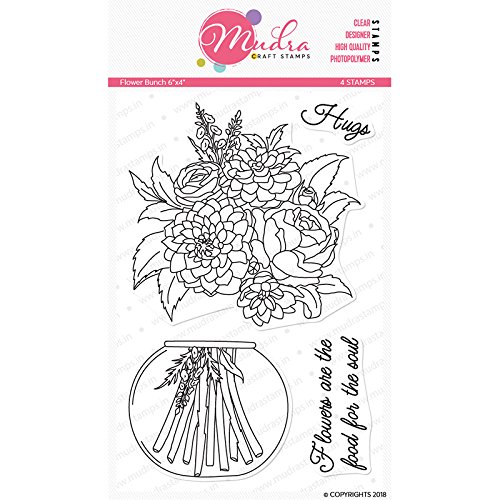 Mudra Stamps - Flower Bunch - 6"x4"Clear Art & Craft Photo Polymer Stamp Set for DIY Greeting Card Making, Scrapbooking, Papercraft & Colouring