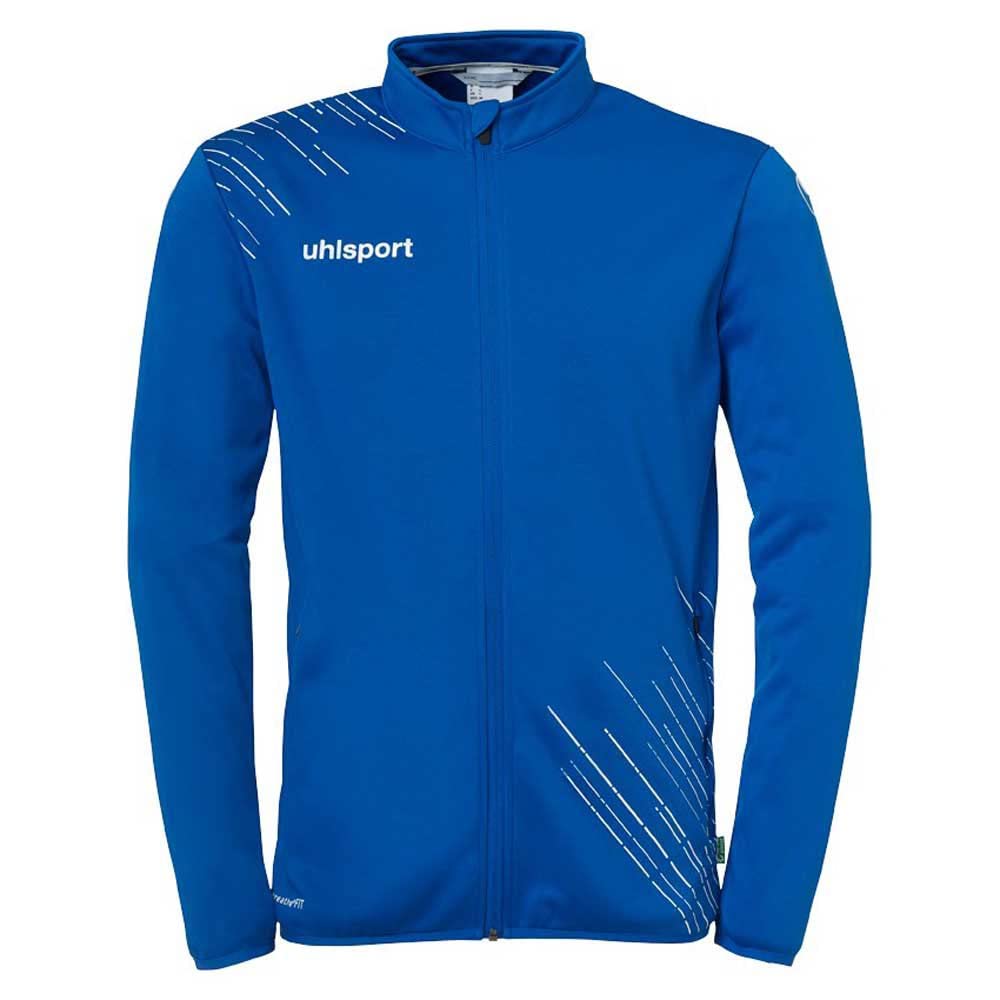 uhlsport Score 26 Classic Jacke Herren Sport Fußball Trainingsjacke Sweatshirt Jacke Sweatjacke - elastischer Ausgehanzug mit Reißverschluss-Taschen, azurblau/weiß, L