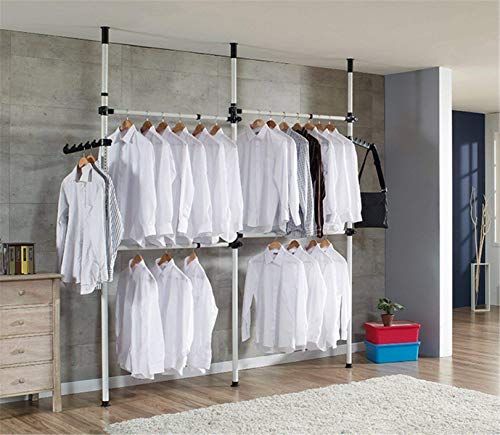 Perchero para ropa, armario telescópico, con barras, ancho y altura, ajustable, fácil de montar, perchero para dormitorio, armario, 4 barras
