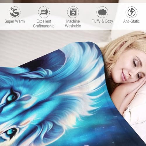 Couverture flannel lion douce de qualité supérieure lavable en machine - 4