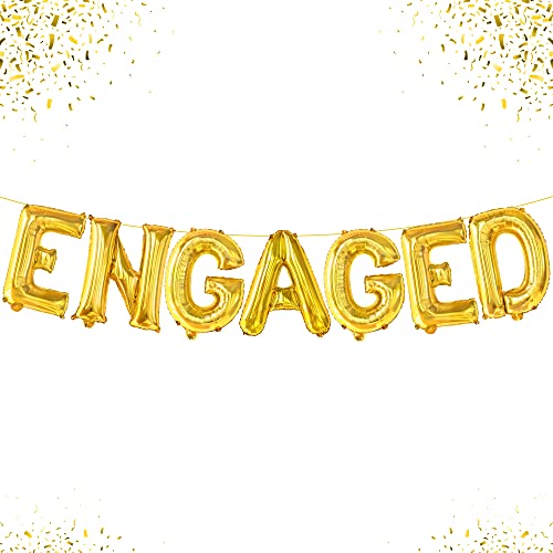 KatchOn Gold Engaged Balloons Banner 16 Inch Bachelorette Party Decorations