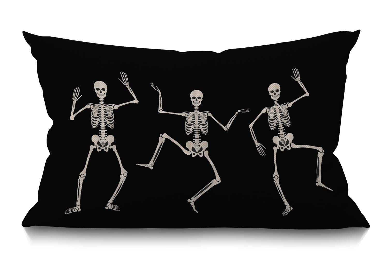 BGBDEIA Skull Cushion Cover Vintage Design Skeleton Funny Fashion Cool Black and White Autumn Home Decor Throw Pillow Covers Cotton Linen 12x20 Inch 30 x 50 cm