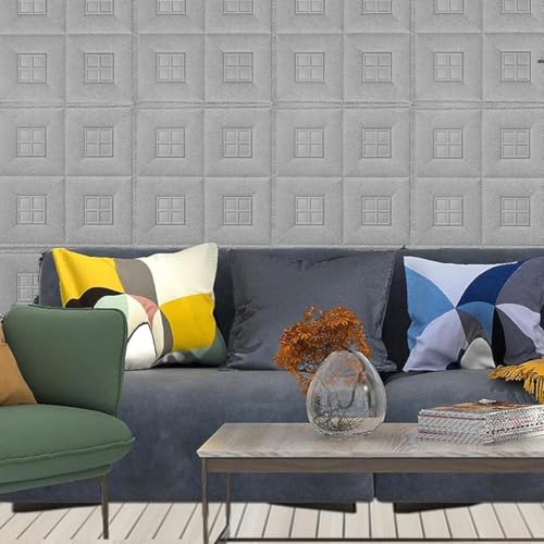 Image of KASHIVAL Self-Adhesive Waterproof PE Foam 3D Wall Panels Wallpaper Sticker for Bathroom, Living Room, Hotel and Home Decoration (70 x 70cm, Appx. 5.3Sq Feet) (JD White Window)