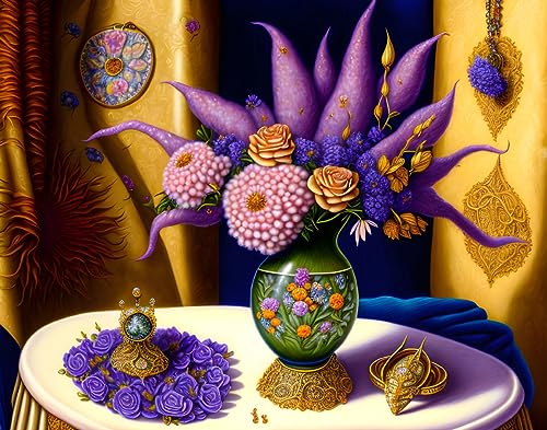 Boîte à bijoux et vase de fleurs impression sur toile premium 58x90
