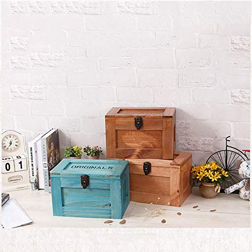 Boîte de rangement en bois massif grande capacité et coffre verrouillable MU