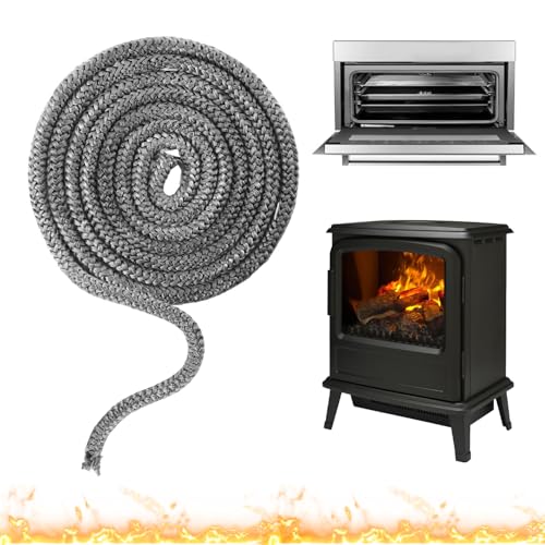 Junta Cristal Chimenea Junta para Chimenea 10mm x 2.5m Junta Chimenea de Leña Junta Puerta Chimenea Cordon Chimenea Cuerda Fibra de Vidrio Junta Refractaria para Chimeneas y Estufa (Φ 10mm x 2.5m)