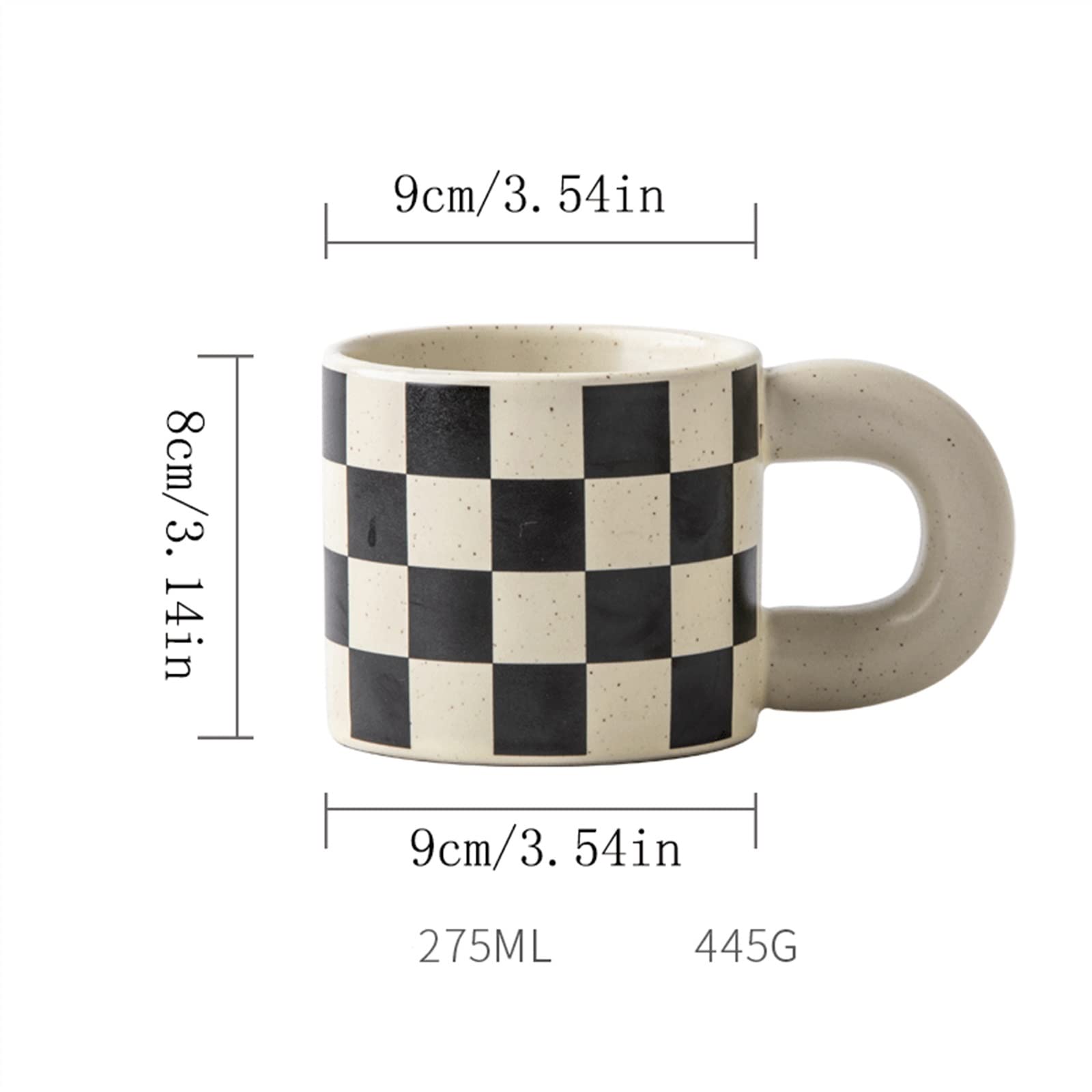 Maison Conception créative de tasse à café en céramique avec poignée épaisse Petits défauts Tasse eau thé Décoration(Blanc)