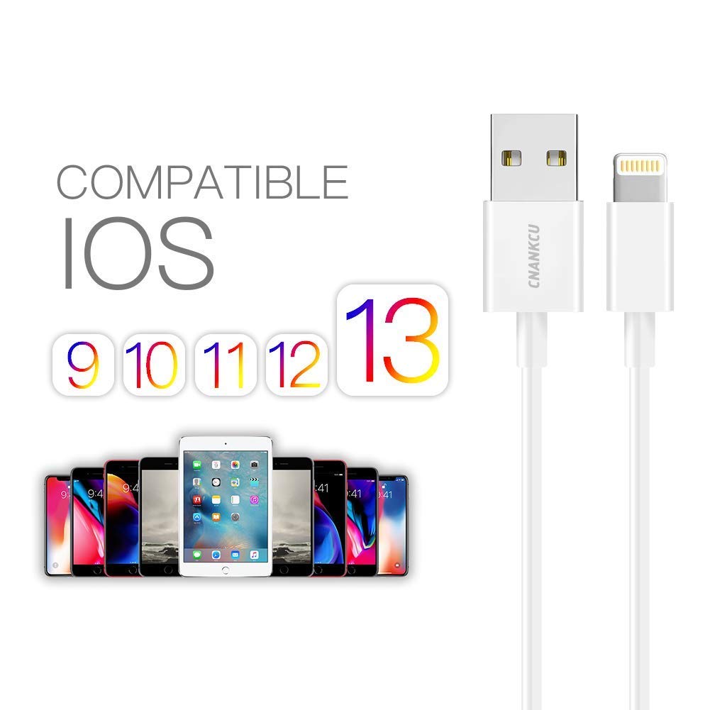 CNANKCU iPhone Charger,MFi Certified Lightning Cable 5 Pack(6-6-6-6-6ft) Durable High-Speed Charging & Data Syncing Cord Compatible iPhone 11/Pro/Xs Max/XR/X/8/8Plus and More -White