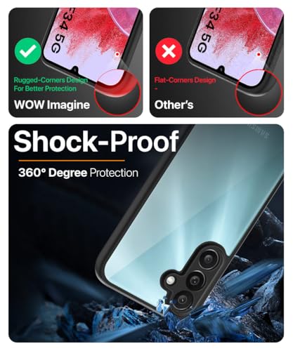 Image of WOW IMAGINE Shockproof Hybrid Back Cover for Samsung Galaxy M34 5G | F34 5G | Hard Slim fit Back Case | PC & TPU | Clear Transparent Case - Black