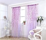 ICYANG Leaf Curtains, Window Curtains Vine Curtain Willow Tulle Room 78.6 x 39.3 Inch, Sheer Curtain