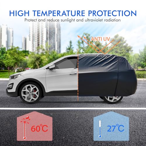 Image of 6 Layers Car Cover Waterproof All Weather Car Cover Waterproof All Weather, Outdoor Full Exterior Cover Rain Sun UV Snowproof Protection with Zipper Cotton for SUV (185-190inch)