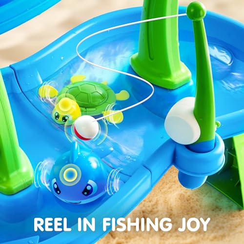 Play-Act Water Table for Toddlers, 3-Tier Water Sand Table Outdoor Play Toys for Kids Ages 2 3 4, includes 18 PCS Water & Sand Accessories, Ideal for Summer Beach Backyard Activities, 26" x 17" x 30"