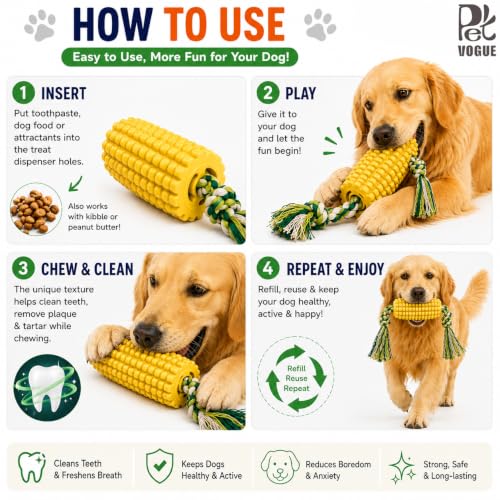 Image of PetVogue Nylon Chew Toy for Aggressive Chewers | Durable Teeth Cleaning Toothbrush, Interactive Indestructible Chewing Toy for Large & Medium Breeds