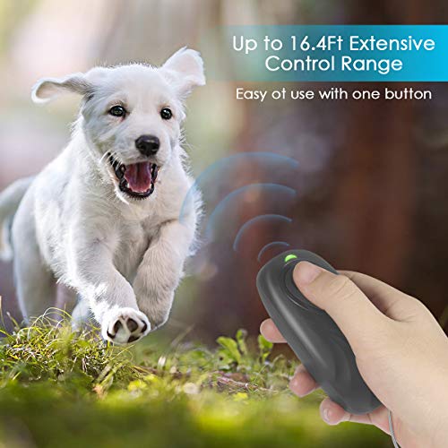 Zomma Anti Barking Device, Ultrasonic Dog Bark Deterrent, 2 in 1 Adjustable Frequency Dog Barking Deterrent Devices Handheld Dog Training Device with LED Indicator Wrist Strap for Indoor Outdoor