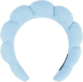 طوق رأس إسفنجي منتفخ للاستخدام أثناء وضع المكياج ووضع ماسك للنساء ، سماوي