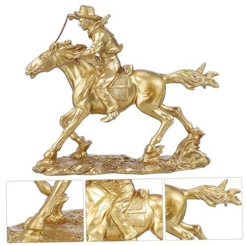 Statue cheval résine dorée cadeau idéal décoration table - 4