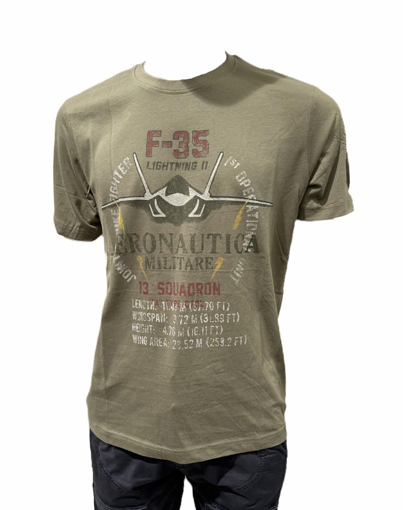 Aeronautica Militare t-Shirt TS2536 con Stampa F-35, Maglia, Maglietta, Felpa, da Uomo