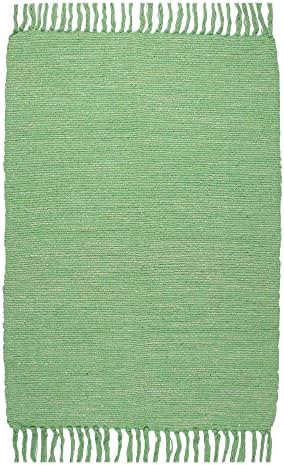 Asraie Eco Friendly Hand Woven & Reversible Cotton Ribbed Rag Rug 100% Recycled Cotton Area Rug for Living Room Kitchen Entryway 2x3' (Green)