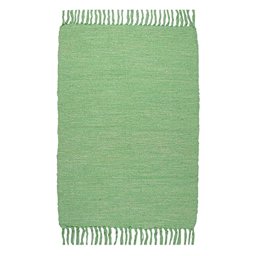 Asraie Eco Friendly Hand Woven & Reversible Cotton Ribbed Rag Rug 100% Recycled Cotton Area Rug For Living Room Kitchen Entryway 2X3' (Green) #TOP4