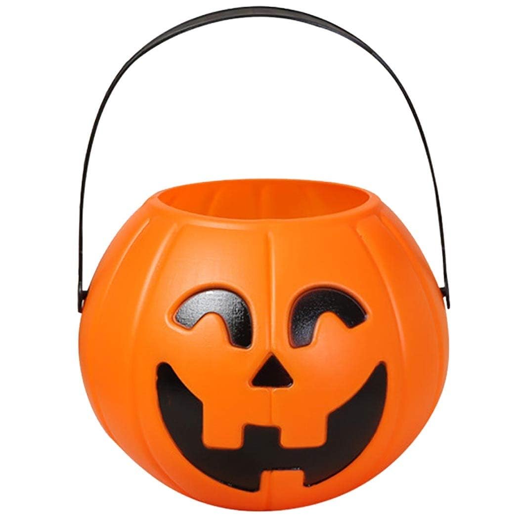 YOMNA Halloween Bucket - Halloween Decorations Party Favors - Halloween Candy Basket - Trick or Treat Bucket, Orange 17CM Halloween Pumpkin Candy Bucket