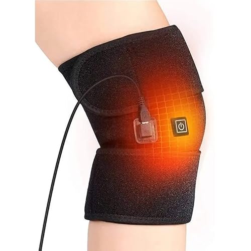 Heated Knee Support Heated Knee Brace Heat Pad for Knees, USB Heated Knee Support Brace, Knee Massager Joint Pain Reduce, 3 Temperature Level Heated Knee Brace for Man Woman