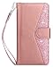 Dailylux Galaxy S8 Case,Galaxy S8 Wallet Case Premium PU Leather Magnetic Folio Flip Cover with 9 Card Slot Wrist Strap Shouckproof Case for Samsung Galaxy S8 5.8" Women/Girls-Glitter Rose Gold
