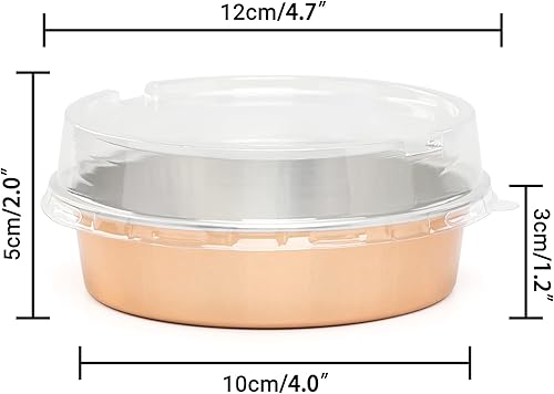 Vista 68 de Beasea Latas desechables para tartas de 4 pulgadas, paquete de 50 mini sartenes con tapas, molde de aluminio dorado de 8 onzas, moldes para tartas