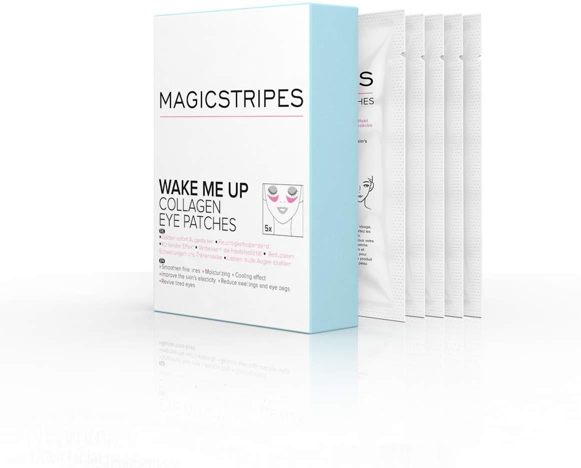 MAGICSTRIPES Wake Me Up Collagen Eye Patches - Pads for Puffy Eyes & Bags, dark Circles and Wrinkles, with Hyaluronic Acid, Hydrogel, Deep Moisturizing Collagen Eye Mask (BOX - 5 Masks)