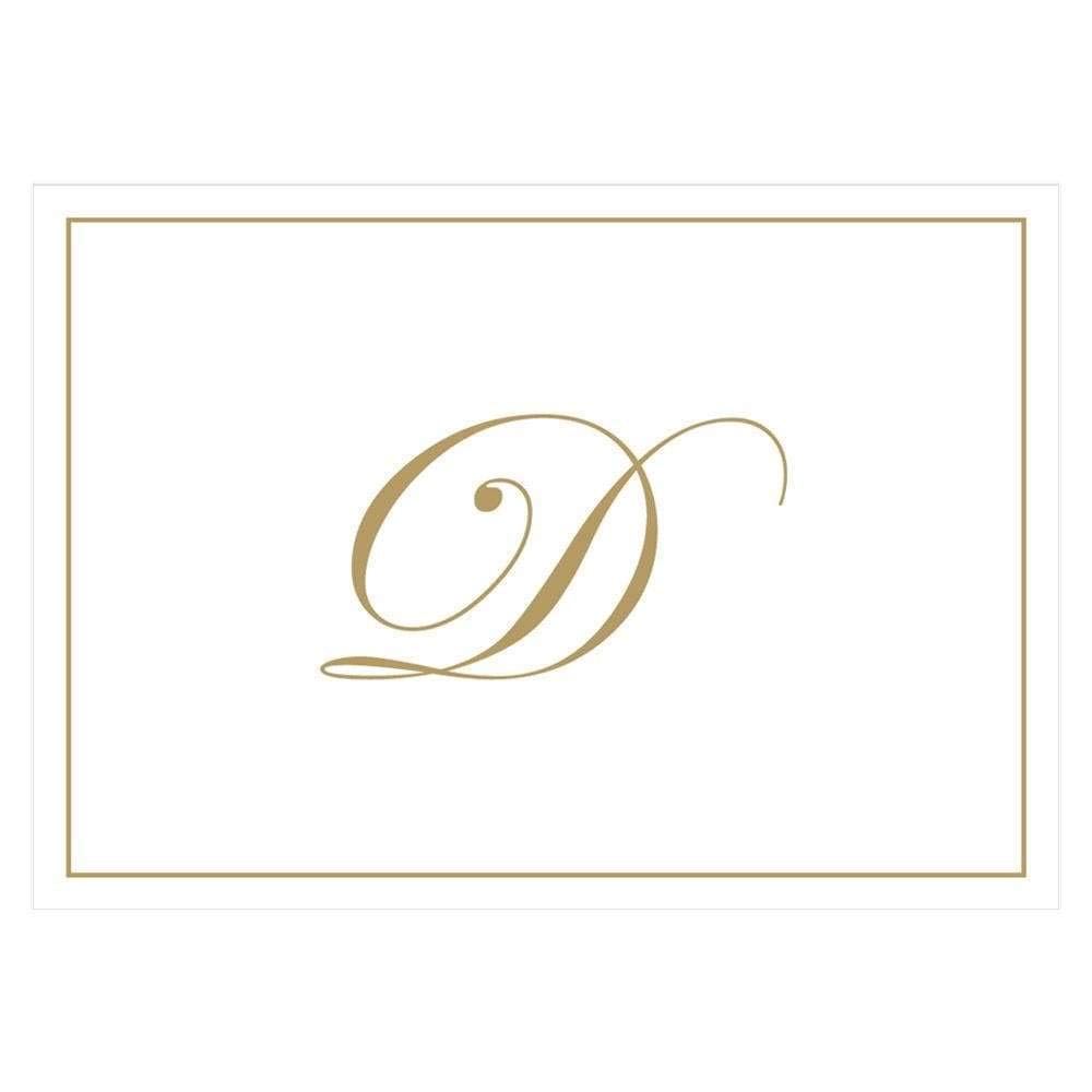 Caspari Gold Embossed Initials Boxed Note Cards in Letter D, 8 Cards & Envelopes