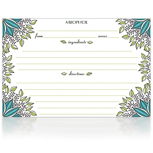 Meadowsweet Kitchens Recipe Card Set - 40 Double Sided Recipe Cards 4 X 6 Inch, Perfect Size Blank Cards For A Recipe Card Box, Make Your Own Personalized Recipe Book - New Leaves #TOP17